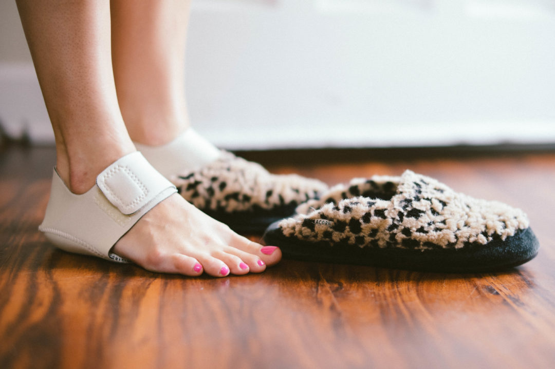 stacked leather heel wrap